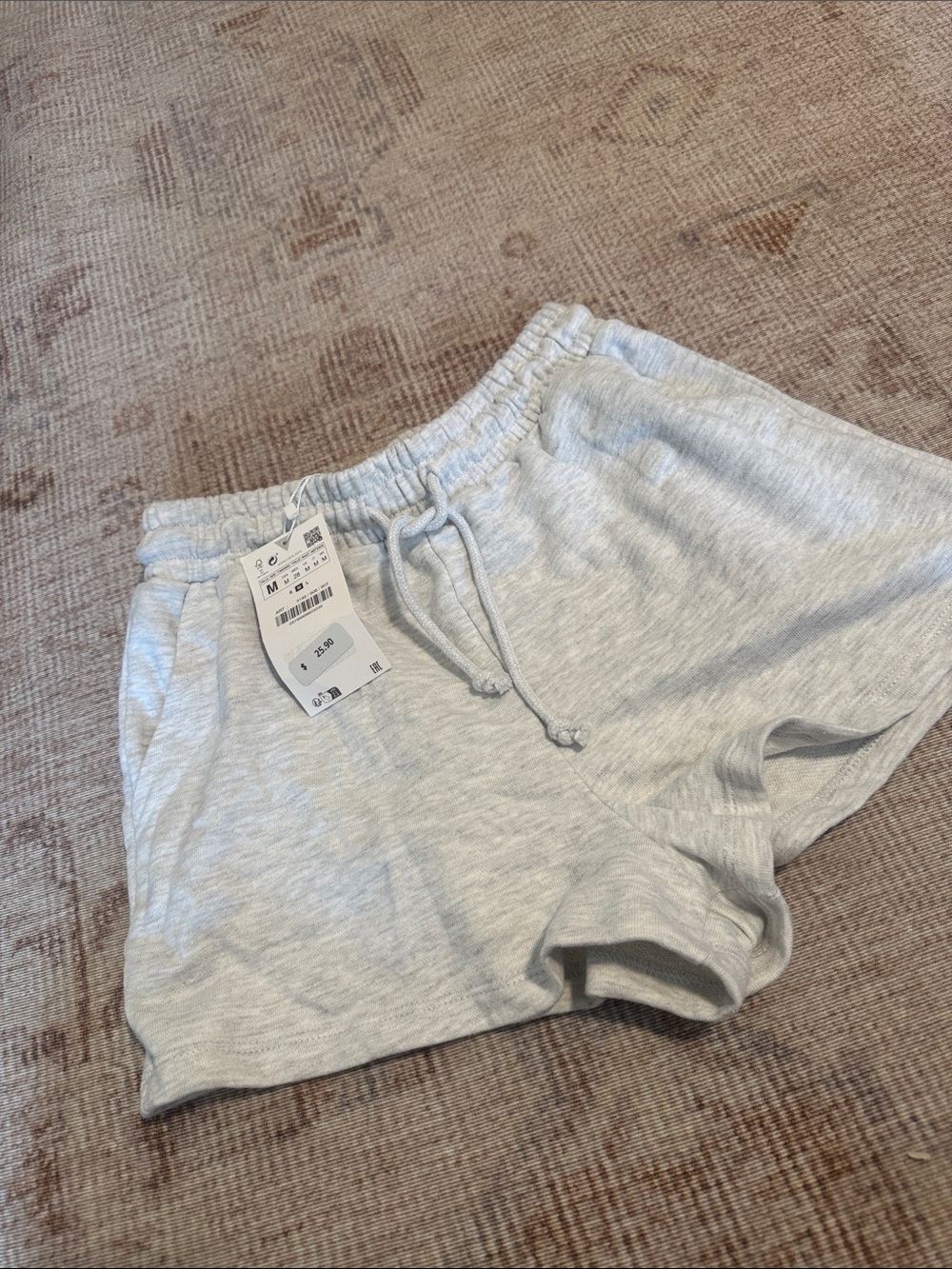 Zara Women's Light Gray Drawstring Lounge Shorts
